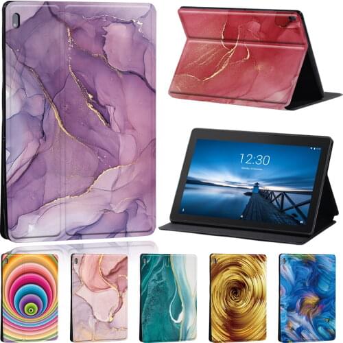 Tablet Case for Lenovo Tab E10 10.1 Inch/ Tab M10 10.1 Inch Watercolor Series Anti-Fall Leather Protective Cover + Free Stylus
