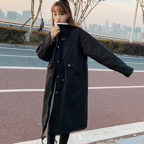 ZAVQS Winter Jacket Women 2020 Coat Woman Aitificial Lambswool Down Cotton Jackets Female Safari Style Long Parkas Casaco TN81