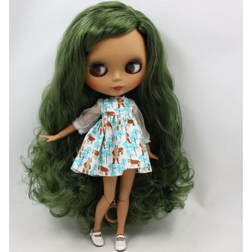 ICY DBS Blyth Doll No.BL4299 Green hair side-part Black Matte face Joint body 1/6 bjd ob24 anime girl