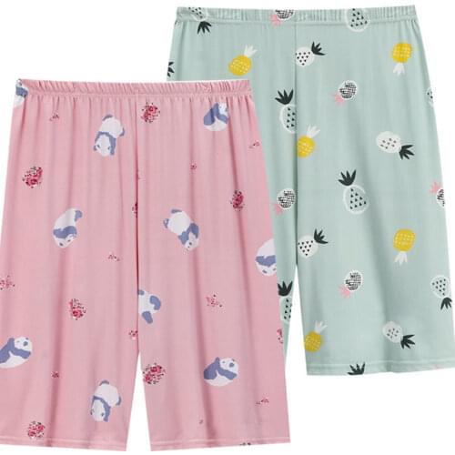 Summer Womens Pajamas Loose and Comfortable Printing Cartoon Elastic High Waist Five-point Shorts Home Pants 2021 New