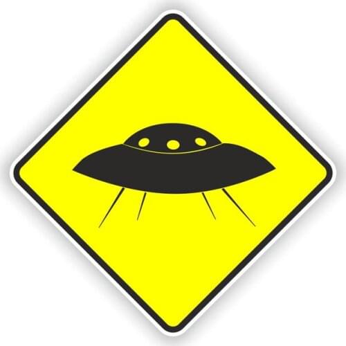Hot Interesting Car Stickers UFO Warning Yellow KK PVC 12CM*12CM Vinyl Motorcycl Decals