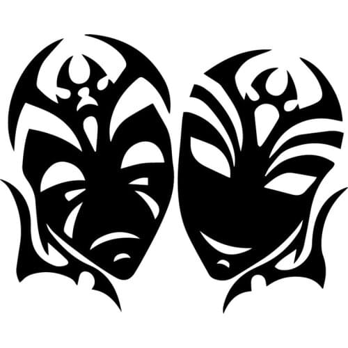 17.4X13.9CM Theater Masks Funny Window Decoration Stickers Car Accessories
