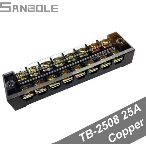 Copper 600V 15A 8 Positions 8P Dual Row Barrier Screw Terminal Block Wire Connector with plastic cover