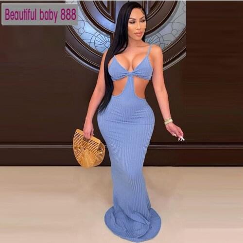 Meqeiss 2021 Summer New Sexy Temperament Dress Mopping Long Skirt Backless Waistless Pure Color Sling Vertical Pleated Dress