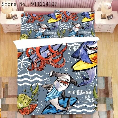 Marine Life Duvet Cover 3D Printing Dolphin Undersea World Bedding Set 2 / 3 Piece with Pillowcases Twin Queen King Size