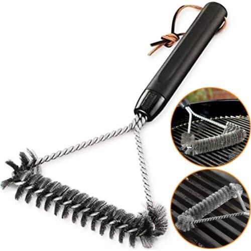 1ps barbecue accessories barbecue barbecue kit cleaning brush stainless steel tool wire brush triangle barbecue brush