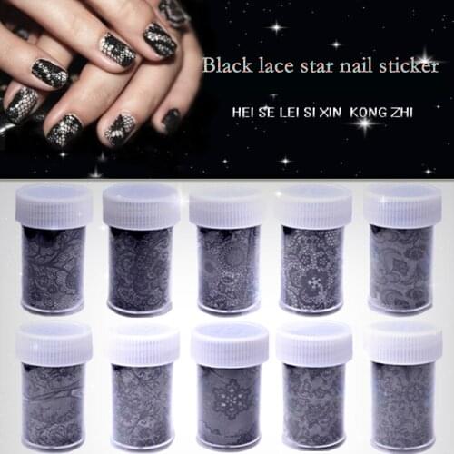 Nu-TATY Nail Art Black Lace Star Sticker Nail Sticker Star Paper 10 style Tools nail sticker