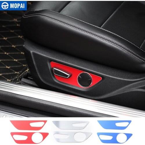 MOPAI Aluminum Alloy Car Interior Seat Adjustment Decoration Cover Stickers For Ford Mustang 2015 Up Car Styling