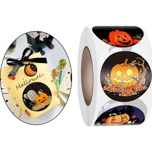 500Pcs Halloween Stickers Self-Adhesive Labels Seal Gift Tags Scrapbooking DIY Halloween Wrapping Party Favors Decorations