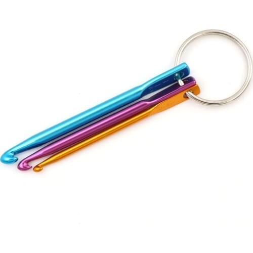 New 2 Set Mini Useful Aluminum Keychain Crochet Hooks DIY Multicolour Crafts Tools Knitting Needles