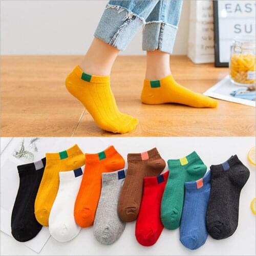 Fresh Spring and Summer Couple Socks Shallow Mouth Cute College Style Socks Female Rainbow Imitation Cloth Socks Men