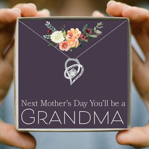 New Fashion AAA Zircon Crystal Heart Pendant Necklace for Women Best Wishes To Grandma Birthday Thanksgiving Day Christmas Gift