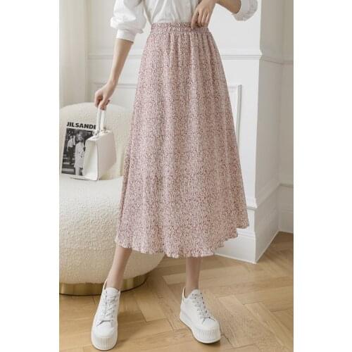 New Summer Skirt Women High Waist Fashion Retro Beach Printed Chiffon Skirt Female Elegant Beach Bohemia Skirt 2021 New