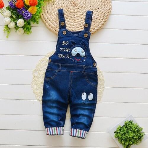 Infant clothes New born baby trousers girls cotton cute jeans little kids suspenders denim jeans 0-4T baby girls cartoon pants