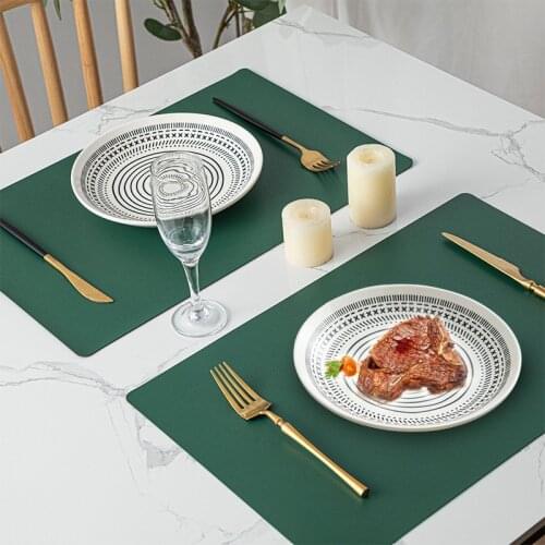 Solid color leather placemat Waterproof oil-proof heat-resistant table mat customize tablecloth wedding party table deco pad