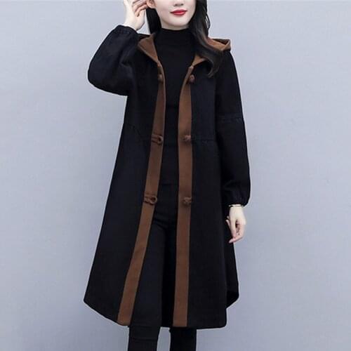Large Size L-5XL Womens Loose Woolen Coat For Autumn Winter 2021 New Commuter Korean Thick Hooded Wool Jacket Female e369