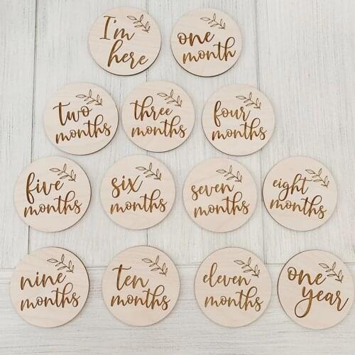 Baby Shower Gift Wood custom made 13pcs fine Monthly Milestone Discs Milestone Markers Photo Props