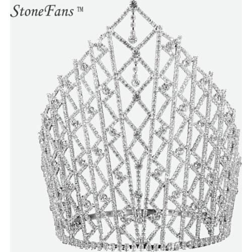 StoneFans Meisjes Tiaras And Crown Crystal Headbands Trendy Metal Pendant Rhinestone Wedding Crown Para Hair Accessories Bridal