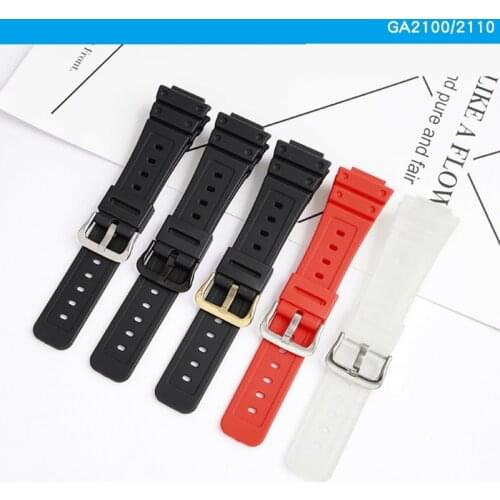 Resin band for Casio g-shock GA2100 GA-2100 GA2110 Top Quality gold buckle Watchband Mens waterproof sports watch belt band