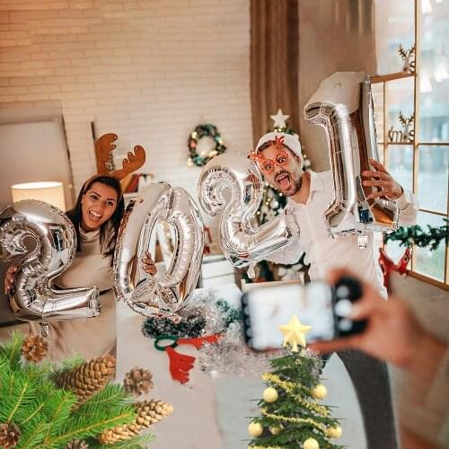 Rose Gold Silver 16 32 40inch Happy New Year 2021 Number Foil Balloon Decoration Set Decor New Year Party Decorations Supplies