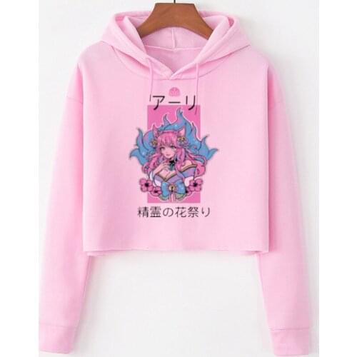 Oversize Sweatshirt Women Punk Anime Hoodie Long sleeve Harajuku Japanese Streetwear Cropped Hip Hop Y2k kawaii Pullovers