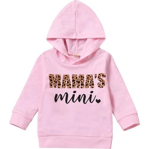 Spring Autumn Baby Girls Fashion Letter Print Long Sleeve Hood Sweatershirts Kids Clothing