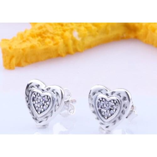 925 Sterling Silver Female Classic Jewelry Earrings White Round Zircon Exquisite Heart Trend Wedding Earring for Women Girl