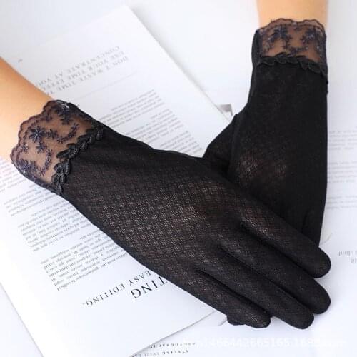 Female Mid-long Summer Lace Cycling Bicycle Thin Touch Screen Driving Gloves Sunscreen Bike Sleeve Gloves for Women Guantes