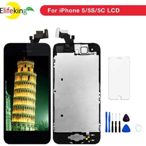 1PCS Grade AAA+++ Screen For Apple iPhone 5 5S 5C LCD Touch Screen Home Button + Front Camera + Speaker Replacement Assembly