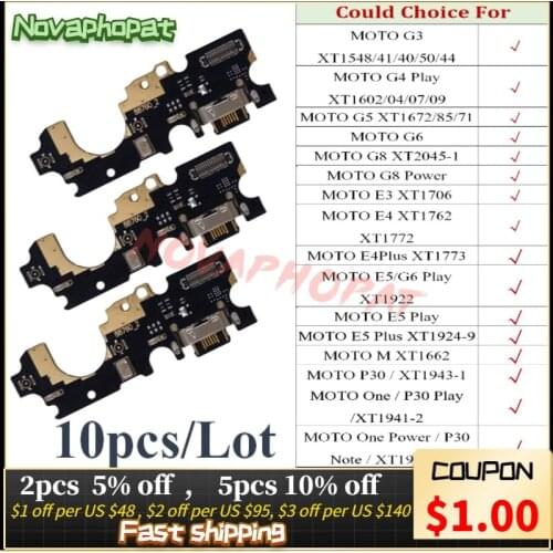 For Motorola Moto M One G3 G4 G5 G6 G8 E3 E4 E5 P30 Play Power Plus Note USB Dock Charging Port Charger Flex Cable Board 10pcs