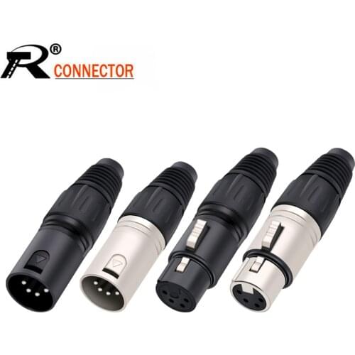 10pcs Male/Female 4Pin XLR Microphone Audio Cable Plug Connectors Cannon Cable Terminals Black&Silver