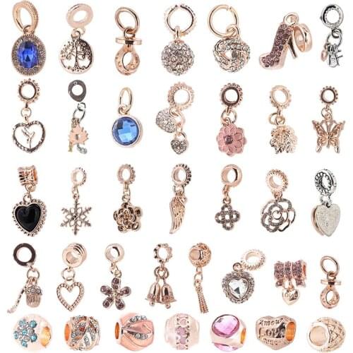 2Pcs/Lot Original Silver Plated Flower Butterfly Charm Mixed Enamel Beads Fit Brand Charms Bracelet For Women DIY Jewelry Making