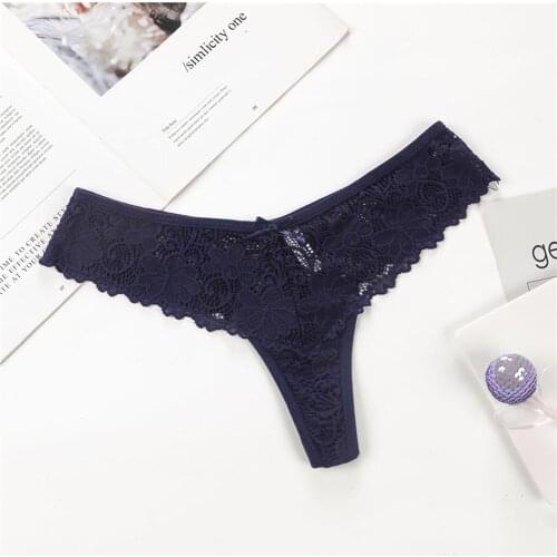 2020 Fashion Women Sexy Solid Color Elastic Ultrathin G-String Underwear Lace Thongs Women clothing трусы женские