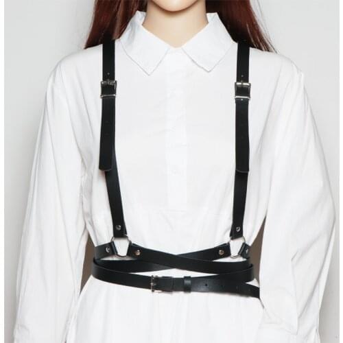 2021 Fashion Women Men Gothic Detachable PU Leather Harness Waist Belts Body Bondage Waist Straps Punk Rock Suspender Waisbtband