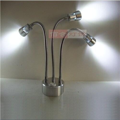 3 years warranty 3*1/3*3W recharging led spot lamp ,rechargable battery wireless display lamp,triple head 30CM flexible tube