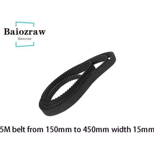 3D Printer HTD 5M Closed Loop Rubber Timing Belt 150 200 220 250 270 290 295 300 325 350 375 400 410 425 450mm Width 15mm HTD 3M