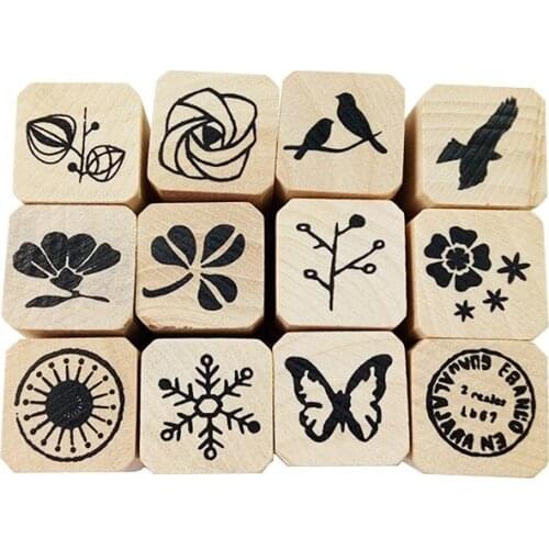 4sets/lot New Wooden box Diary stamp set Decorative DIY funny work office and school supplies