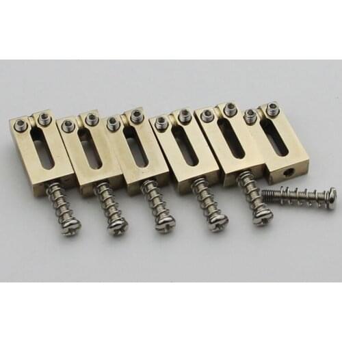 6PCS 10.5mm Guitar Bridge Saddles Brass Tremolo System Bridges Tailpiece Set Replacement for Fender Tele Strat Electric Guitar