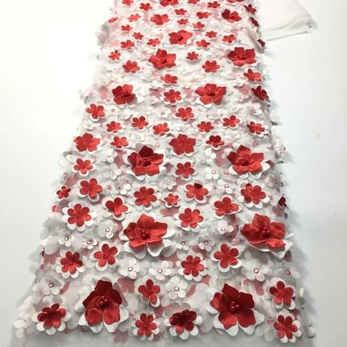 African Lace Fabric 2021 Embroidered Nigerian Lace Fabrics High Quality French Tulle 3D Lace Fabric for Women Party Dress FJ2230