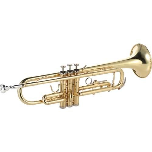 Ammoon Trumpet Bb B Flat Brass Gold-painted Exquisite Durable Musical Instrument with Mouthpiece Valve Oil Gloves Strap Case