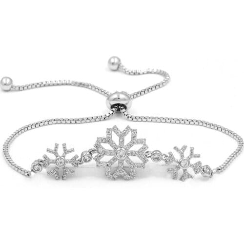 WEIMANJINGDIAN Brand Sparkly Snowflake Cubic Zirconia CZ Crystal Bracelet for Christmas Jewelry Gifts
