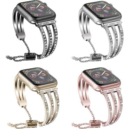 Diamond Band for Apple watch strap 44mm 40mm 38mm 42mm stainless steel correa iWatch band bracelet Apple watch 5 4 3 Accessories