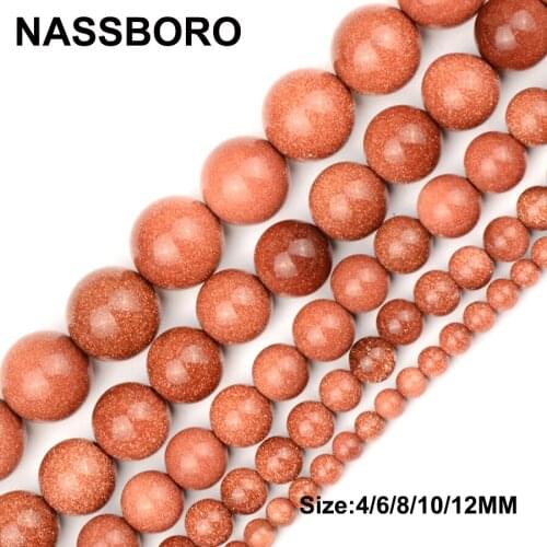 Natural Round Goldstone Stone Beads For Jewelry Making Loose Spacer Beads DIY Bracelet Ball 4/5/6/8/10/12MM Handmade Wholesale