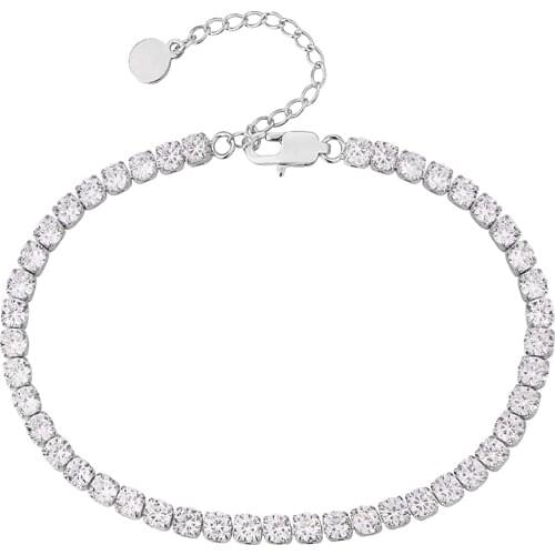 4mm Tennis Chain Anklet with Extension, Ankle Bracelets for Women, 14 k adjustable 8.5"+2" Fashion Foot Jewelry