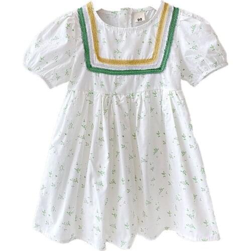 Toddler Children Kids Baby Girls Clothe Pretty Princess Summer Short Sleeve O-neck Flower Knee-length Dress Summer Dress