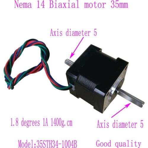 35mm Biaxial Stepper Motor 1.8° 2-phase 4-wire 1A 0.14Nm Nema14 Step Motor 35BYG34 Double-Shaft Stepping Motor JL35STH34-1004B