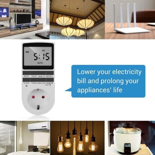Electronic Digital Timer EU Plug Programmable Plug Socket with Timer 220V 7 Day 12/24 Hour Timing Socket