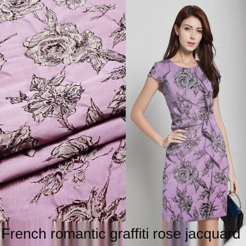 European and American Gold Rose Jacquard Clothing Fabric Spring and Summer Dress Trench Coat Dress Brocade Fashion Cloth