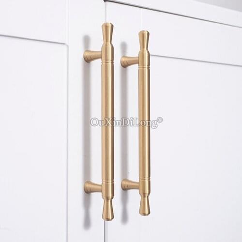 Brand New 2PCS Pure Brass Plus Length T-Bar Furniture Handles Drawer Pulls Cupboard Wardrobe Kitchen TV Cabinet Pulls Handles