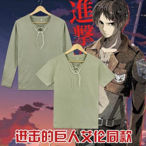 Japan Anime Attack on Titan T-shirt Eren Jaeger Cosplay Costumes Training Tees